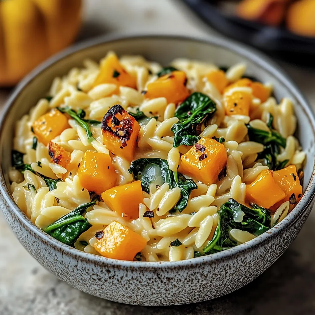 Creamy Orzo with Roasted Butternut Squash and Spinach