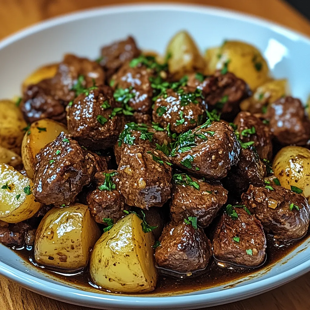 Slow Cooker Garlic Butter Beef Bites & Potatoes Recipe