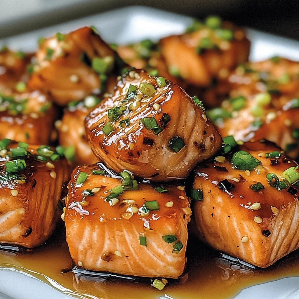 Honey Butter Garlic Glazed Salmon Bites