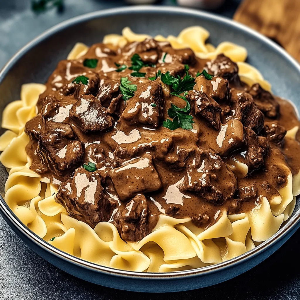 Delicious Beef Stroganoff with Egg Noodles Recipe