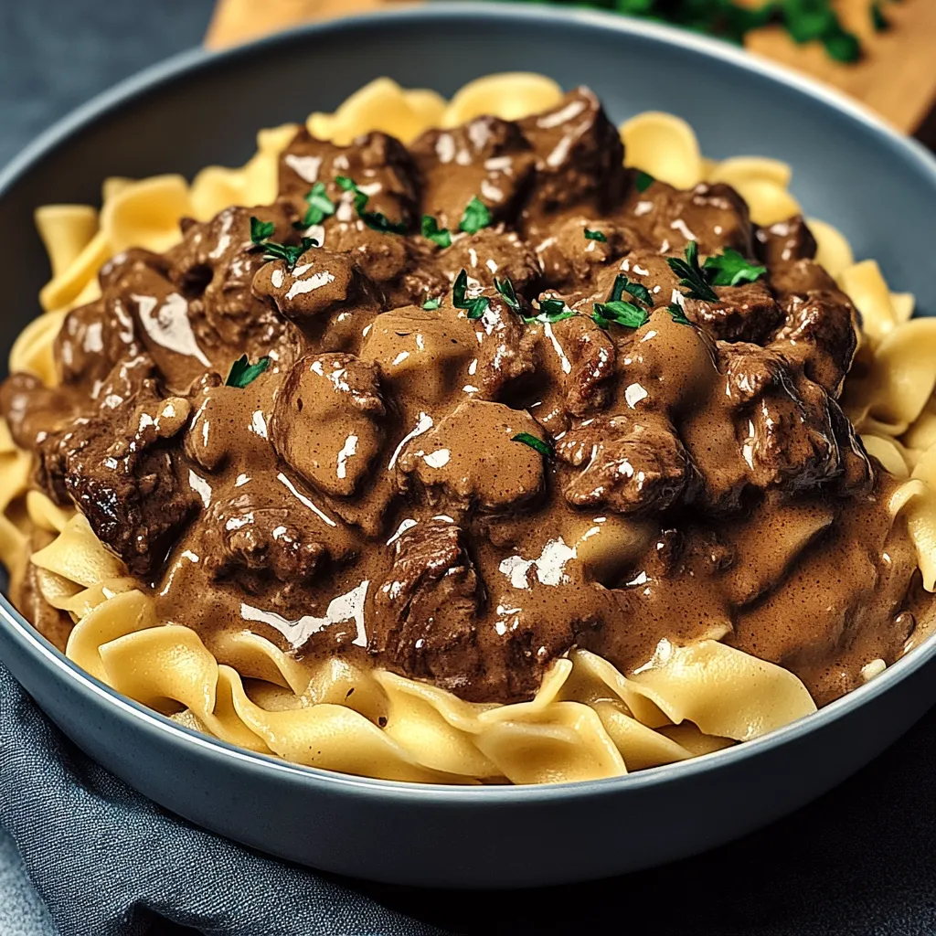 Creamy Beef Stroganoff with Egg Noodles