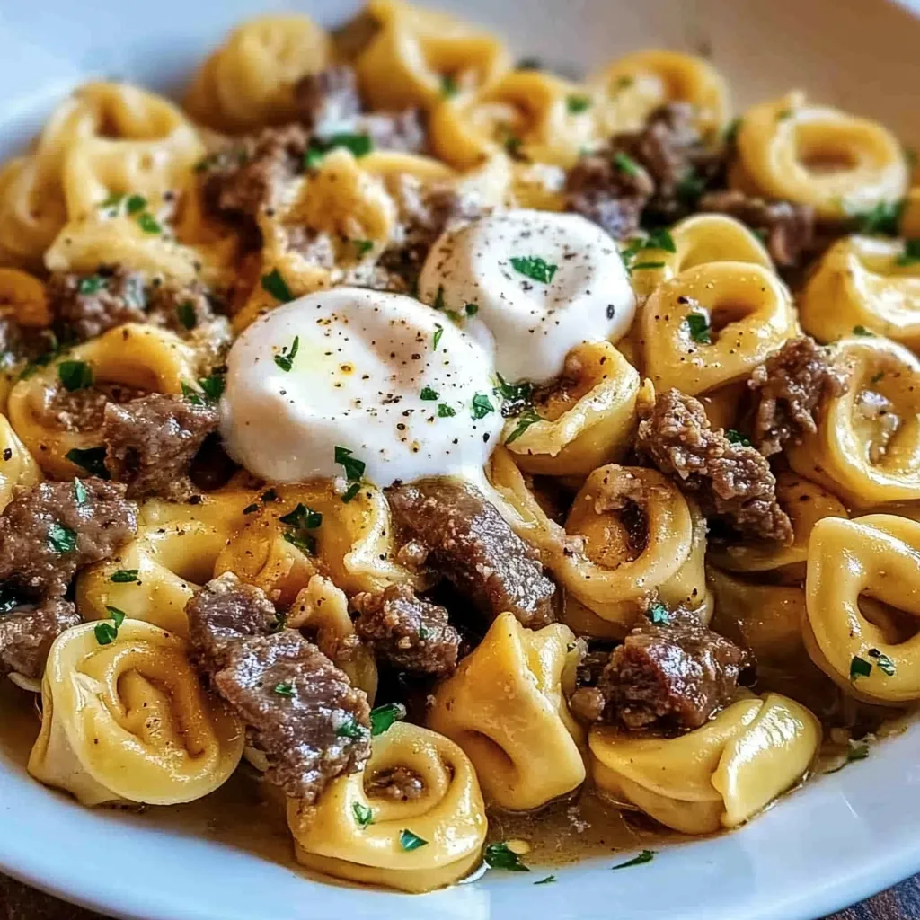 Easy Philly Cheesesteak Tortellini Pasta