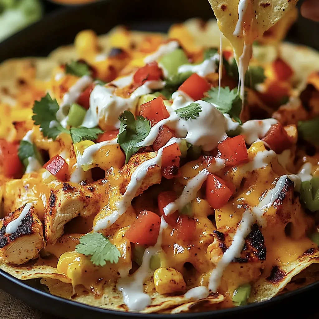 Spicy Cheesy Blackened Chicken Nachos