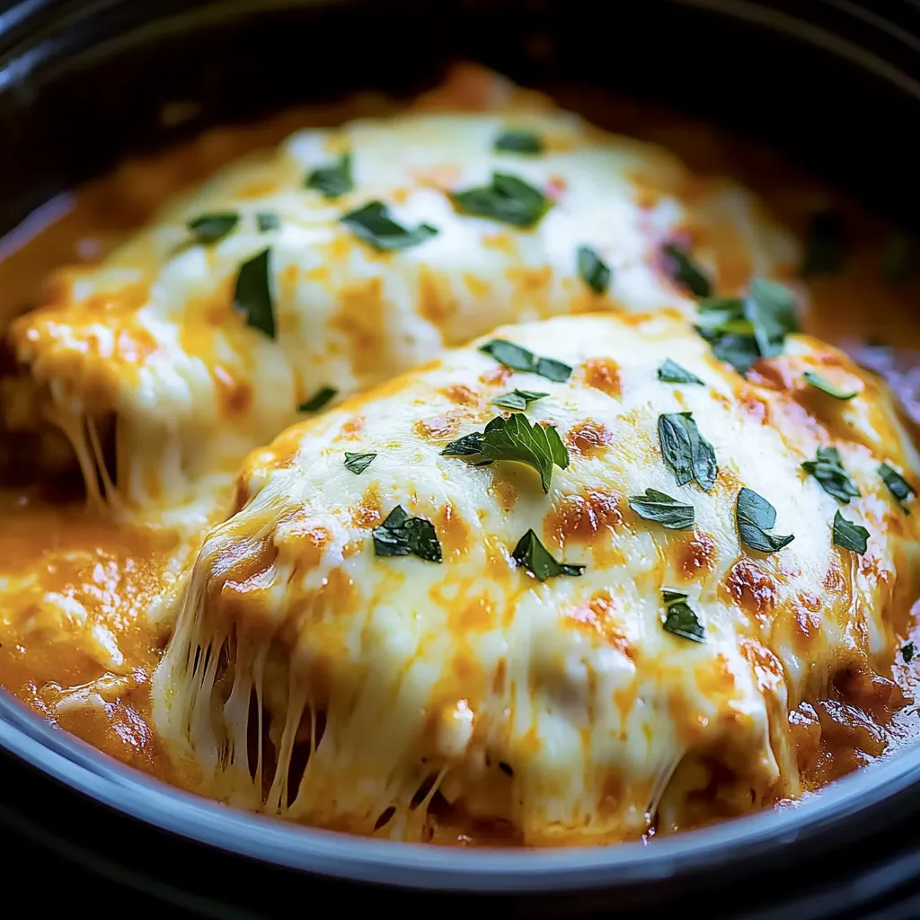 Homemade Slow Cooker Cheesy Mozzarella Chicken