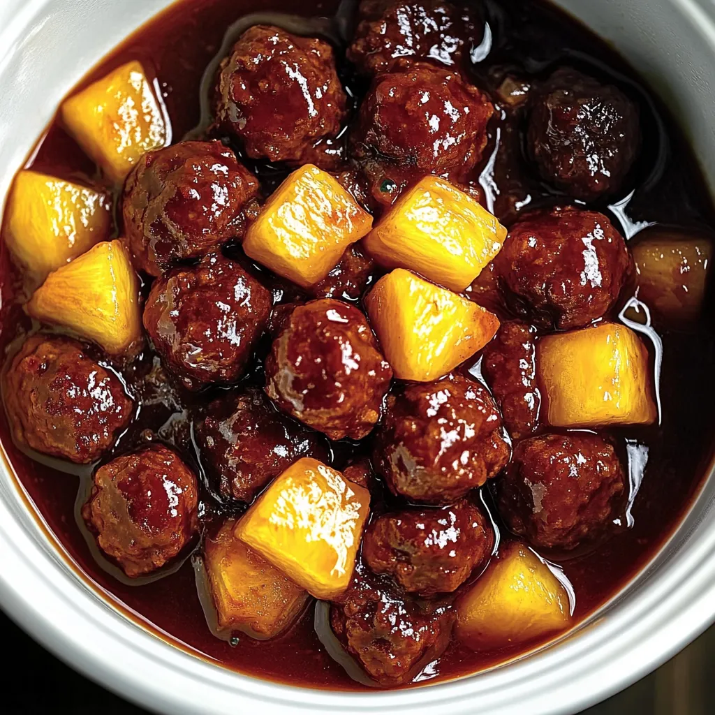 Slow Cooker Meatball Pineapple Smokies