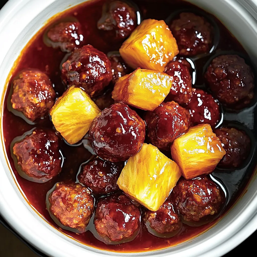 Homemade Slow Cooker Meatball Pineapple Smokies Recipe