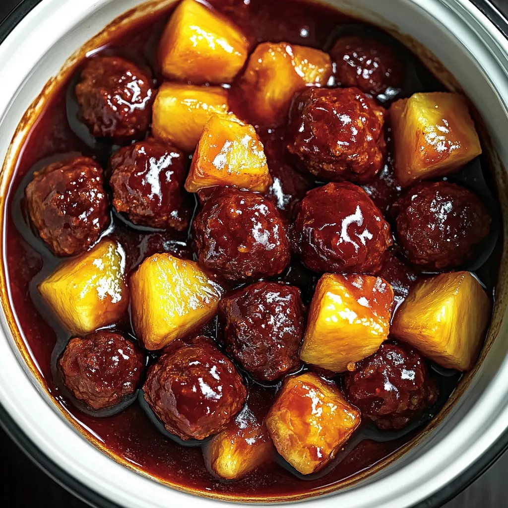 Slow Cooker Meatball Pineapple Smokies