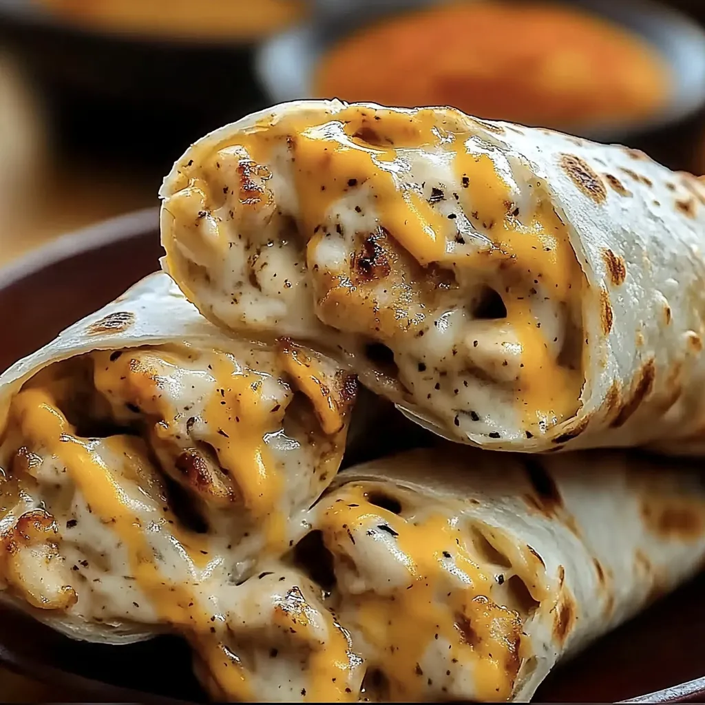 Delicious Cheesy Garlic Chicken Wraps