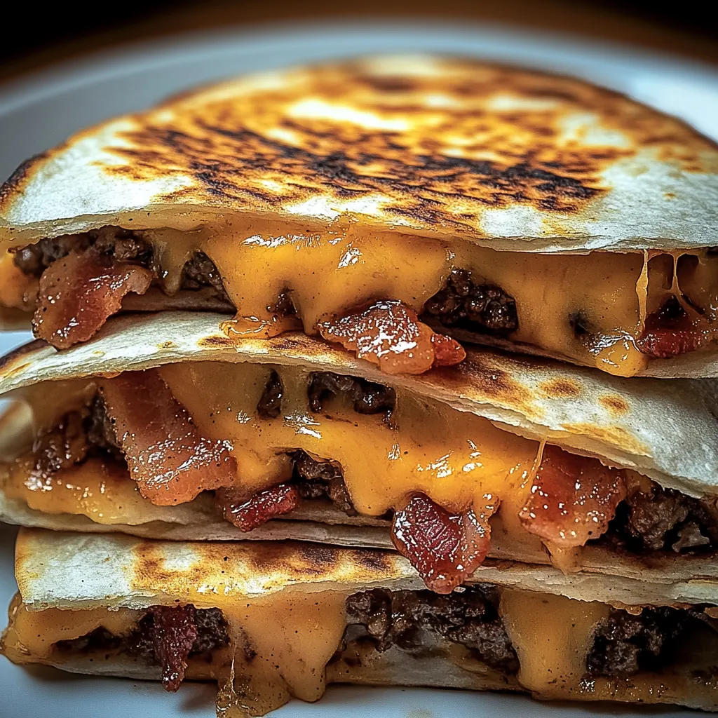 Maple Bacon Cheeseburger Bomb Quesadillas