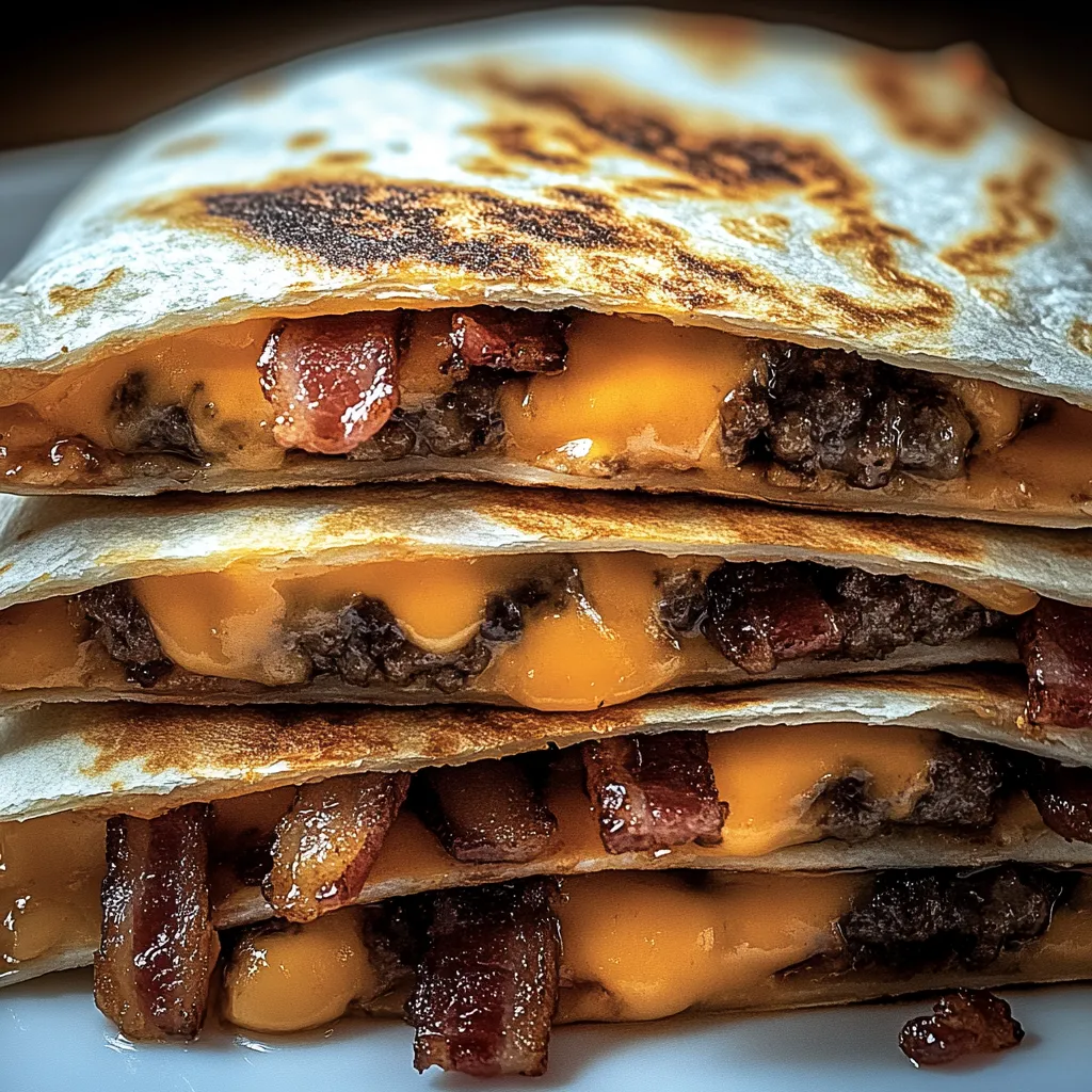 Homemade Maple Bacon Cheeseburger Bomb Quesadillas