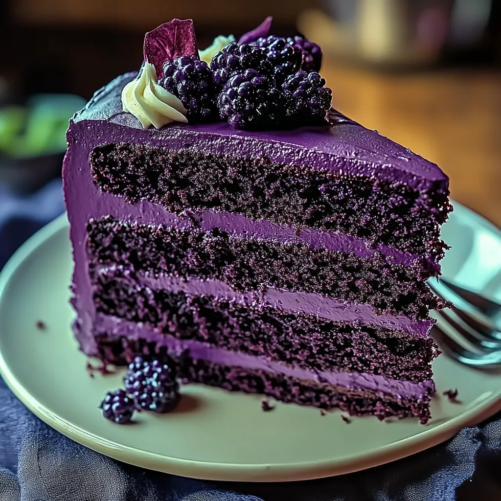 Delicious Purple Velvet Cake with White Chocolate Cream