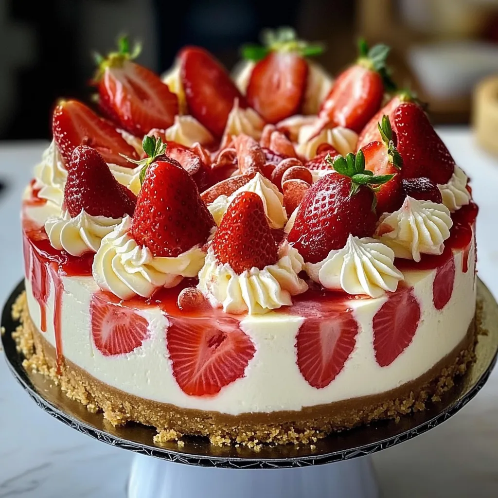 Delicious Strawberry White Chocolate Cheesecake