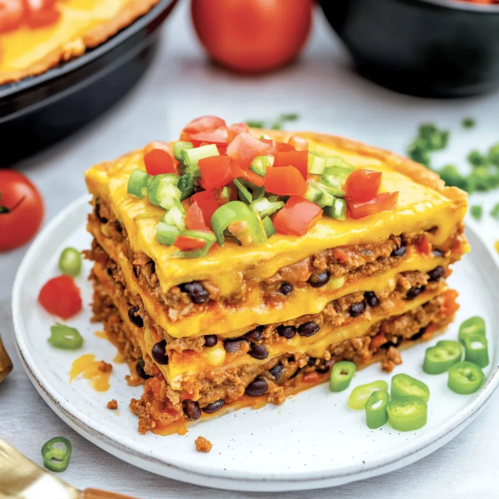 Homemade Easy Layered Taco Pie Recipe