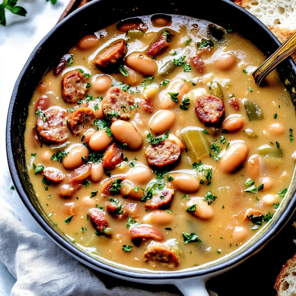 Delicious Creamy Bean Soup with Sausage