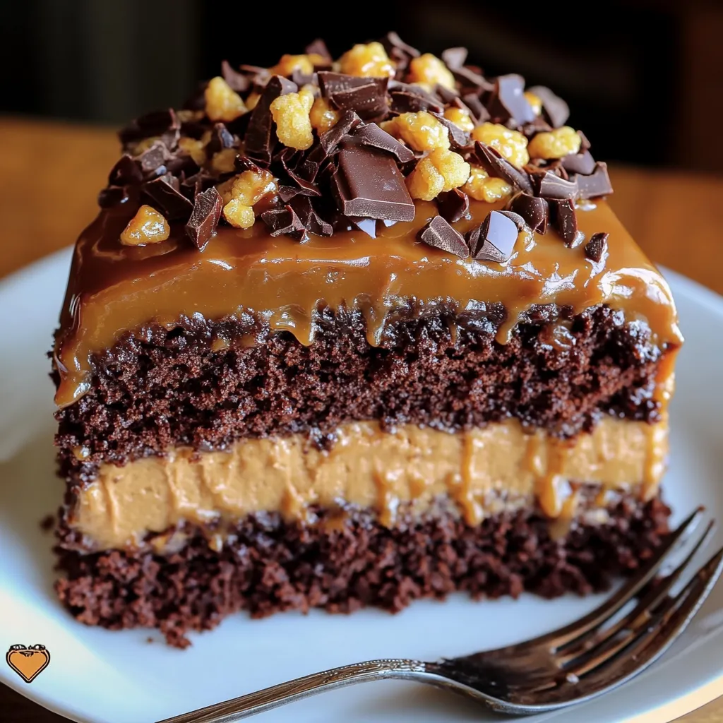 Homemade Chocolate Caramel Toffee Crunch Cake