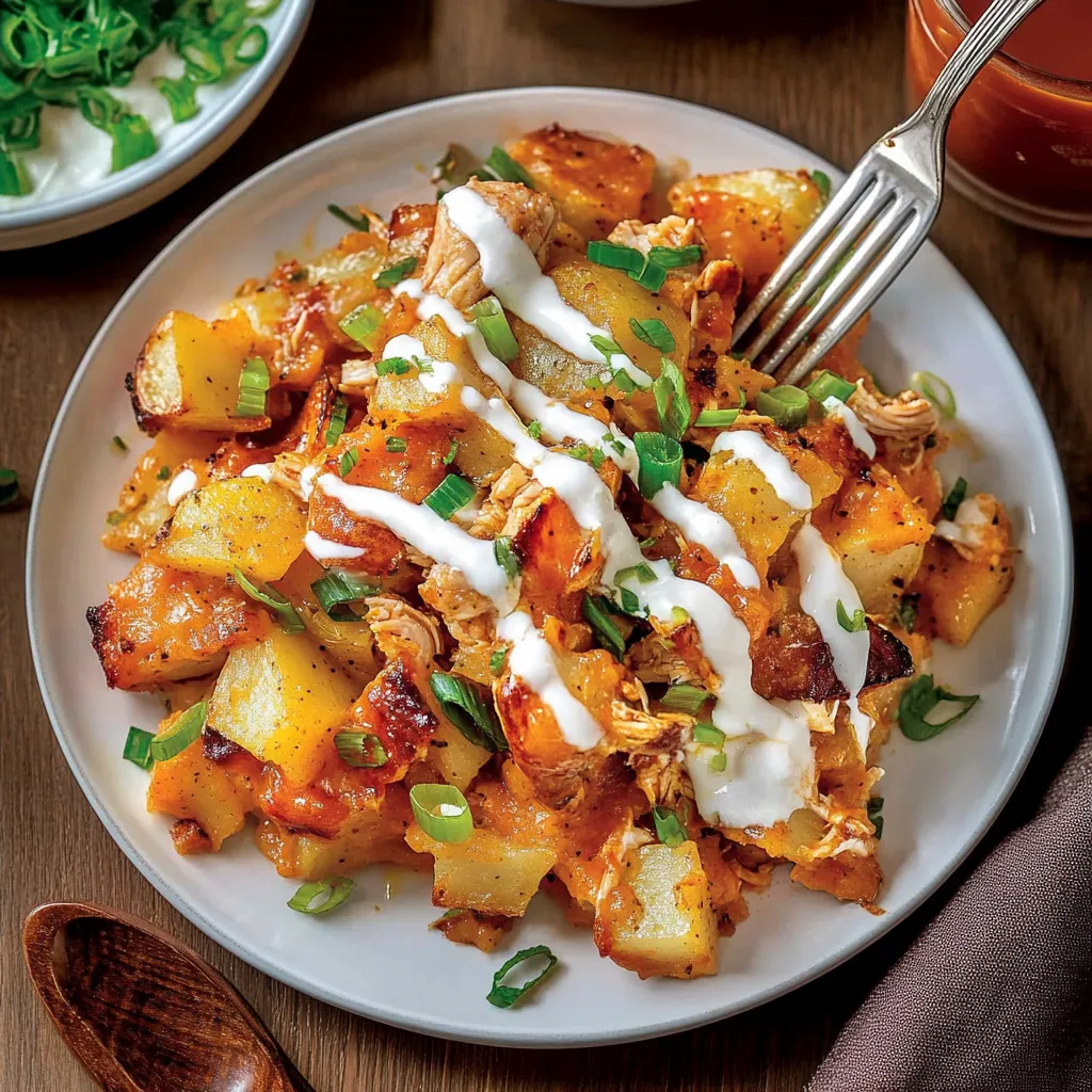 Homemade Buffalo Chicken Roasted Potato Bake Recipe