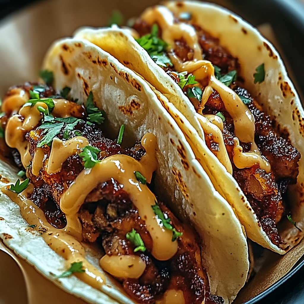 Garlic Butter Honey BBQ Beef Tacos