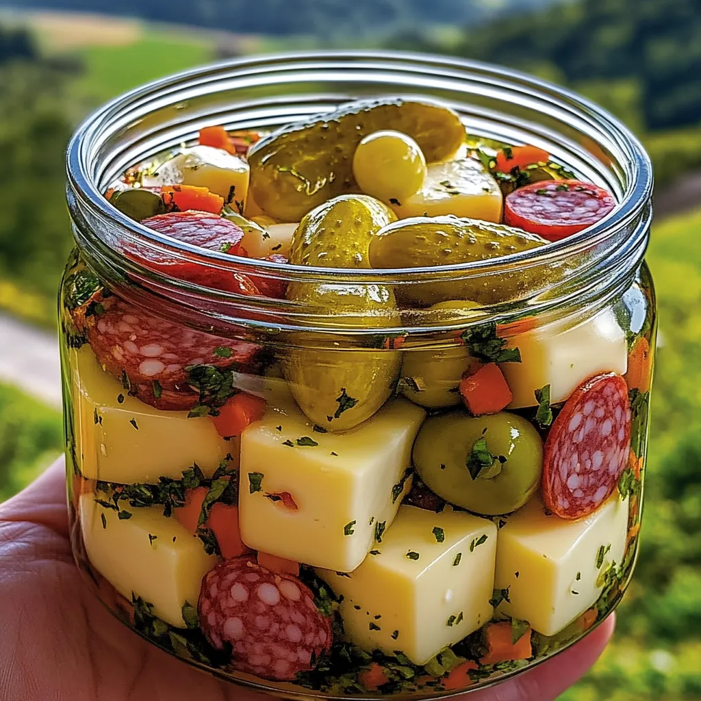 Easy Marinated Cheese Appetizer with Salami & Pickles Recipe