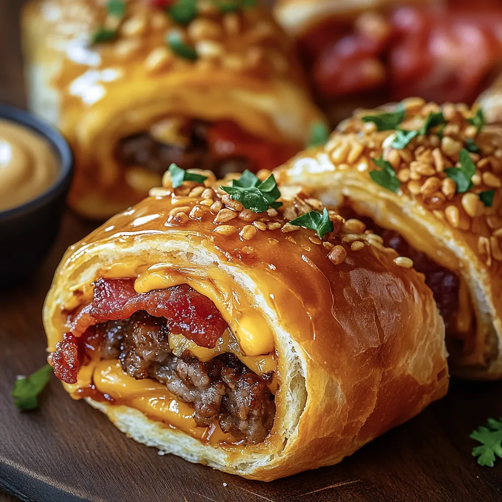 Garlic Butter Bacon Cheeseburger Rollups