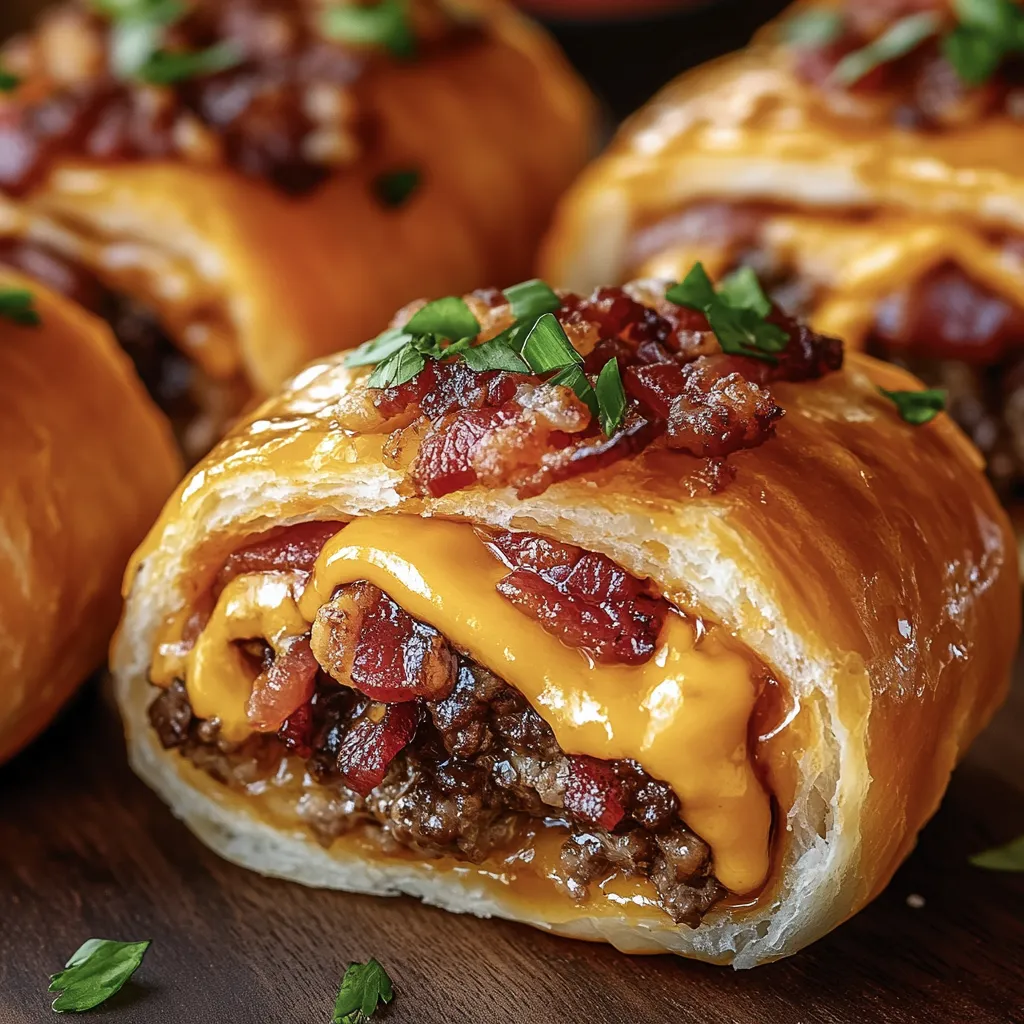 Delicious Garlic Butter Bacon Cheeseburger Rollups Recipe