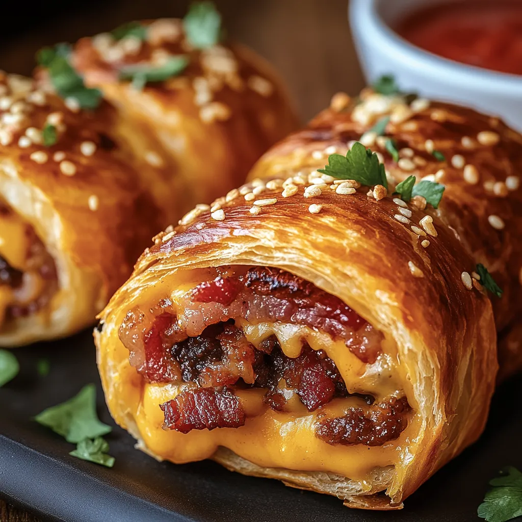 Homemade Garlic Butter Bacon Cheeseburger Rollups