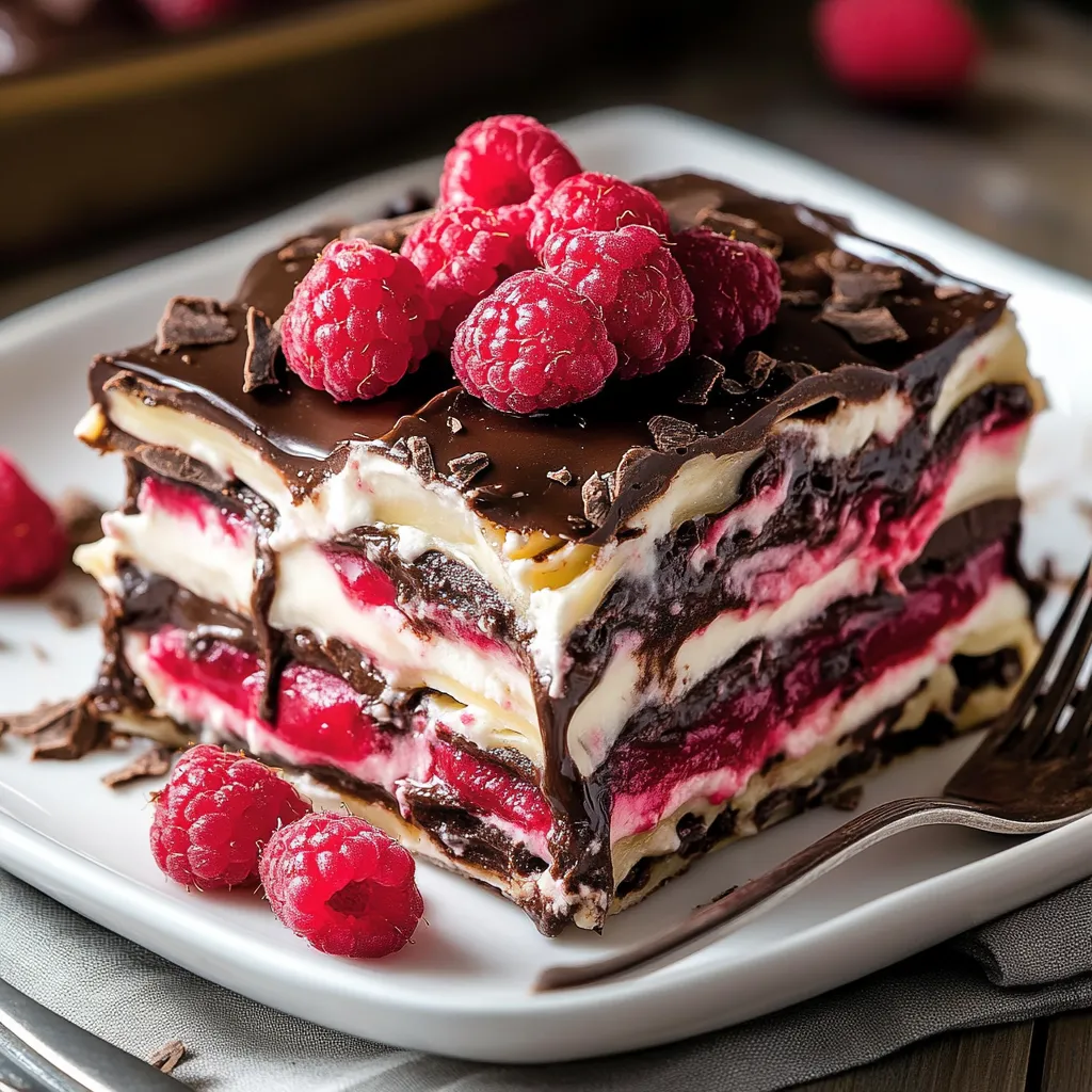 Raspberry Delight Dark Chocolate Lasagna Recipe