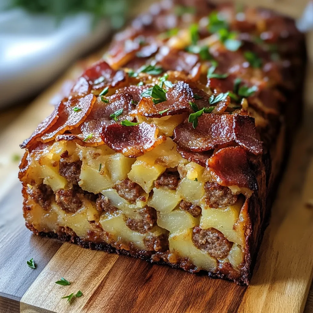 Bacon and Sausage-Stuffed Potato Loaf