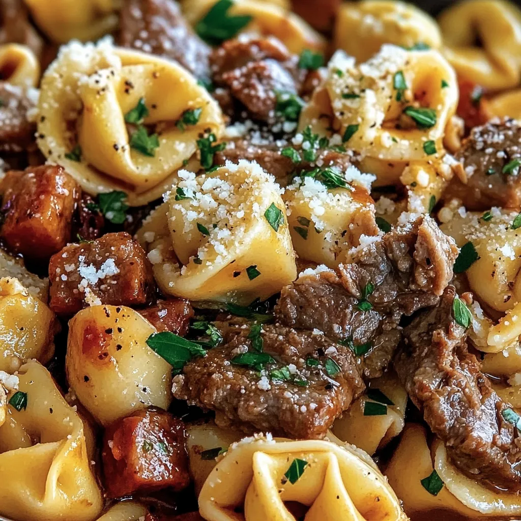 Easy Philly Cheesesteak Tortellini Pasta Recipe