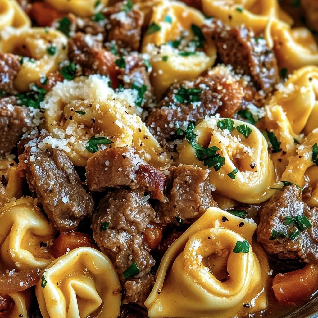 Homemade Philly Cheesesteak Tortellini Pasta Recipe