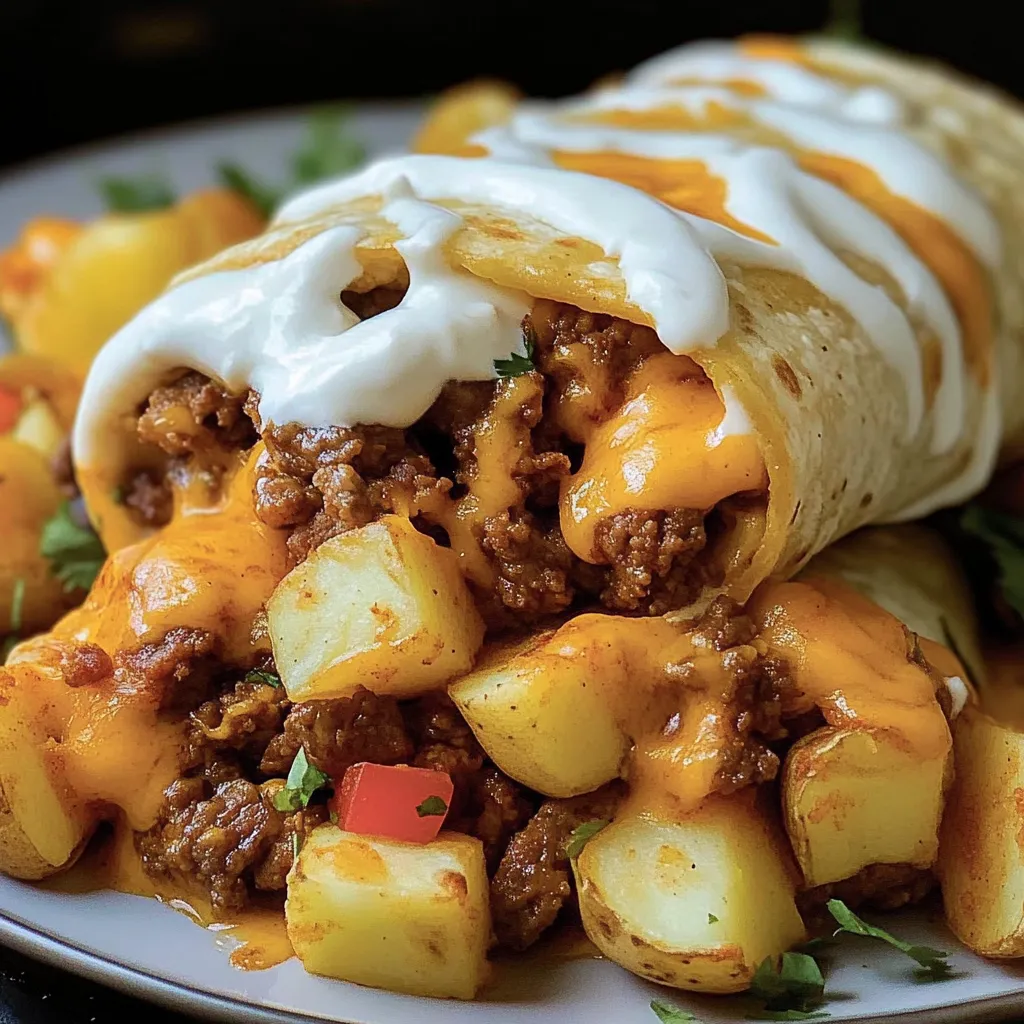 Cheesy Beef and Potato Burritos