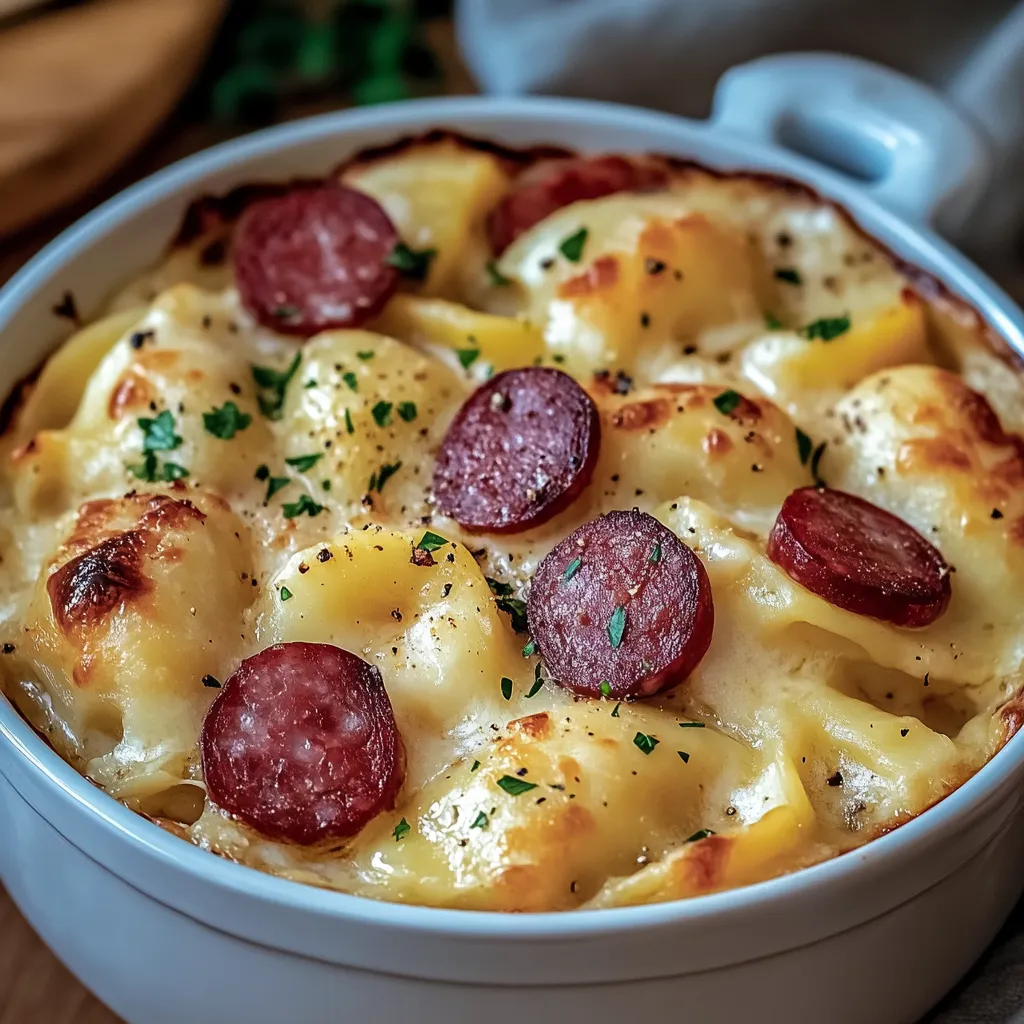 Delicious Crockpot Pierogi Casserole with Kielbasa Recipe