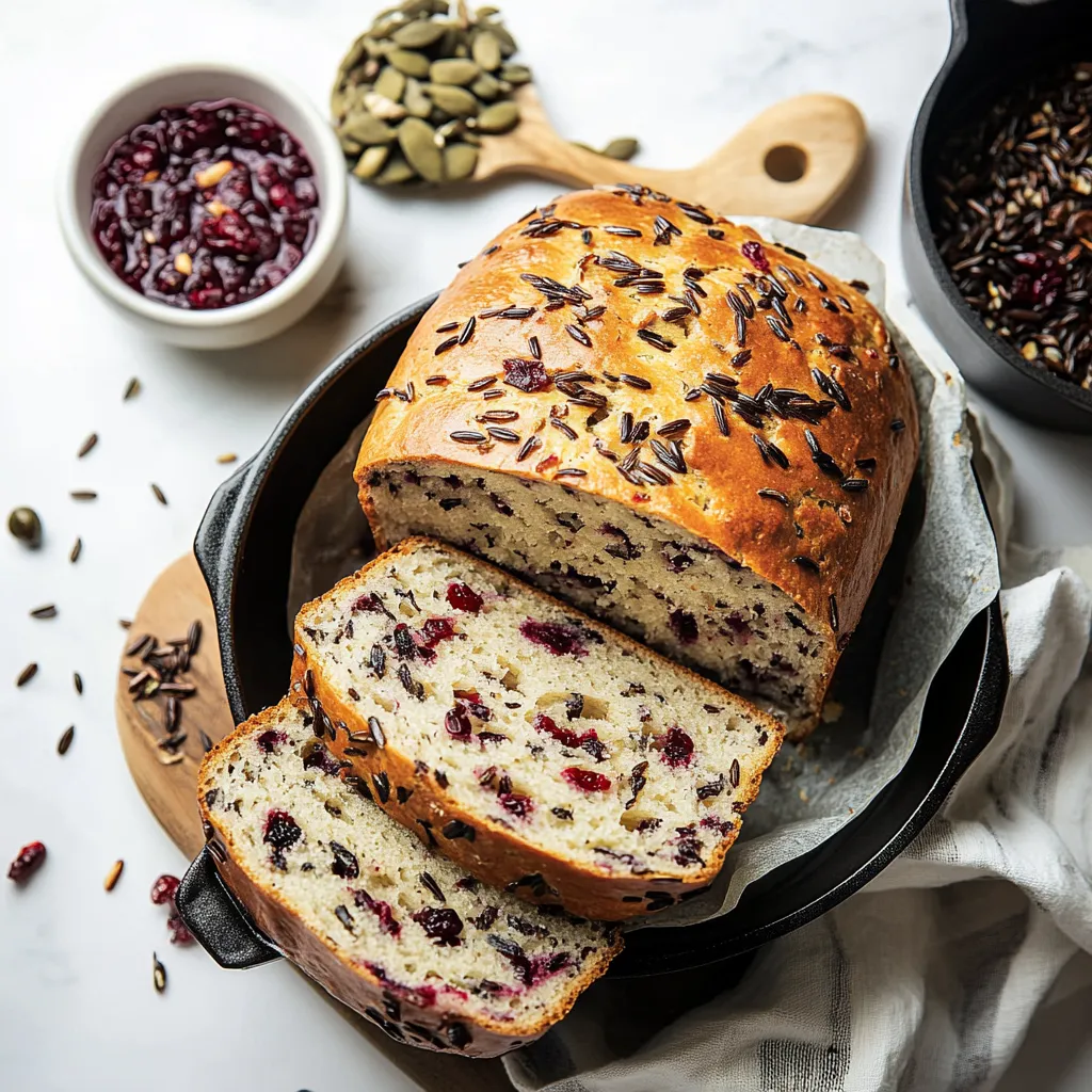 Easy No-Knead Cranberry Wild Rice Bread Recipe