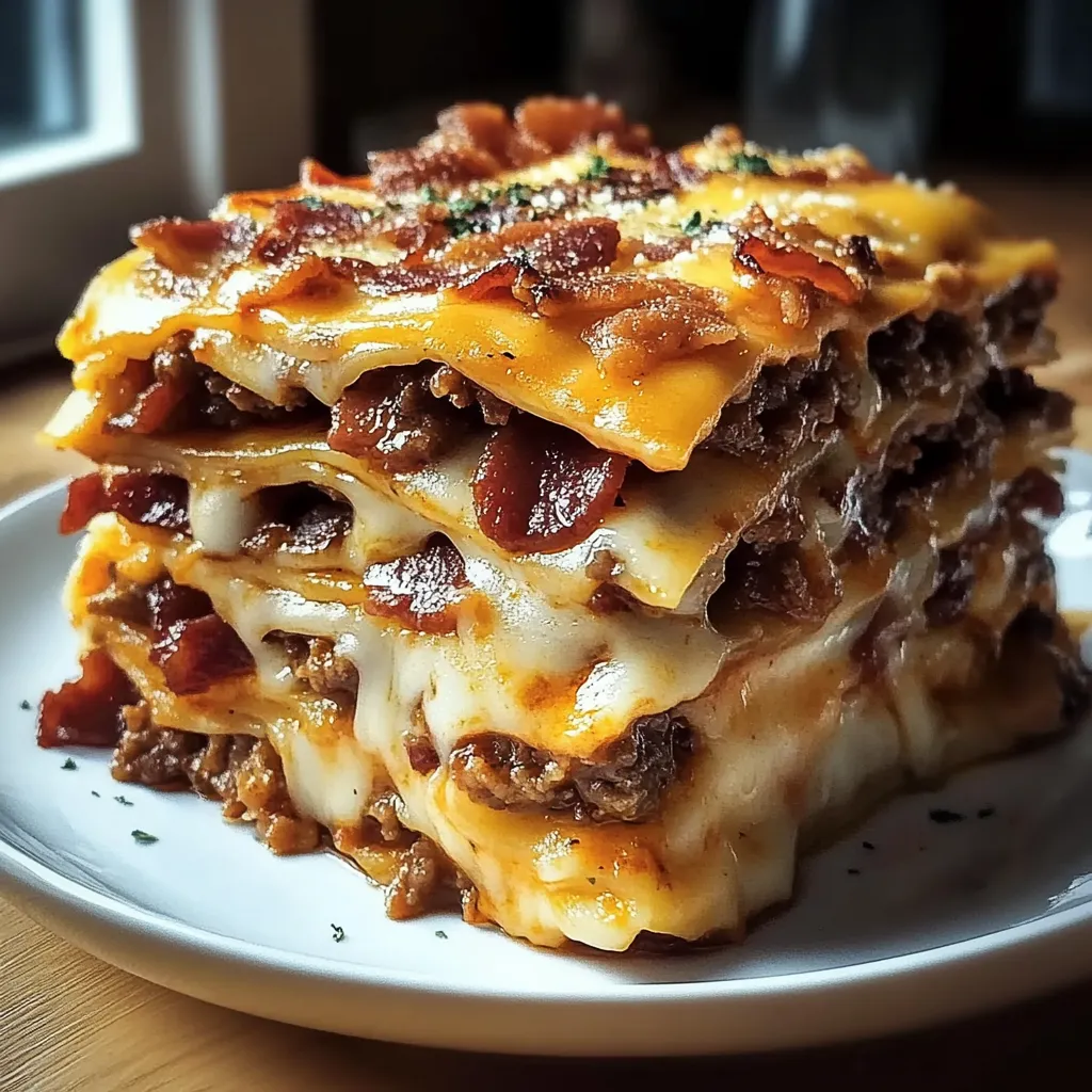 Parmesan Garlic Bacon Cheeseburger Lasagna