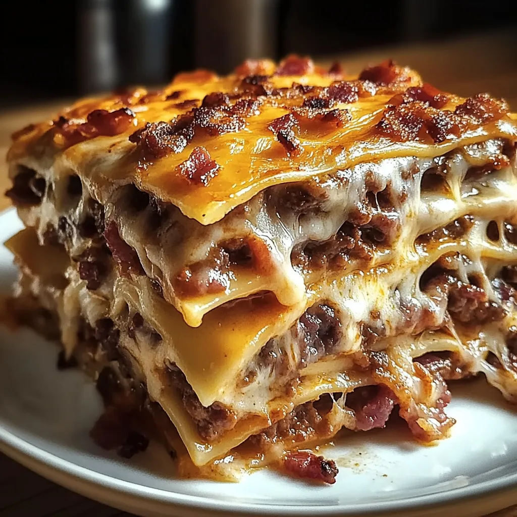 Easy Parmesan Garlic Bacon Cheeseburger Lasagna Recipe