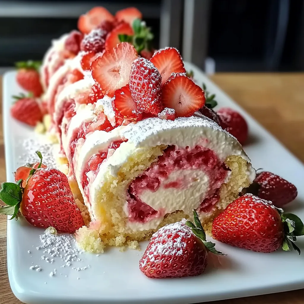 Delicious Strawberry Shortcake Swiss Roll Recipe