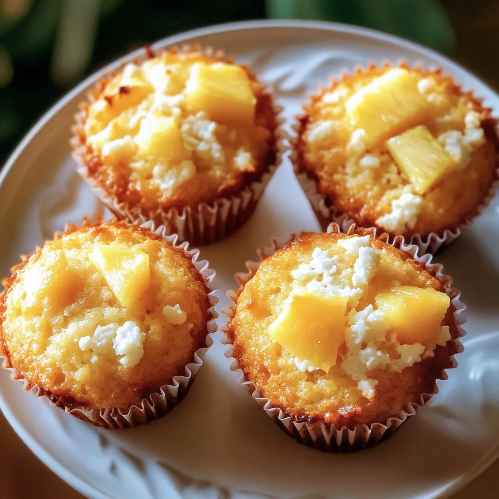 Homemade Coconut and Pineapple Cottage Cheese Muffins Recipe