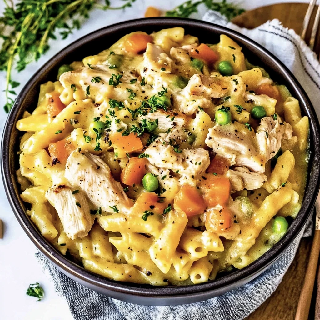 Easy chicken pot pie pasta recipe