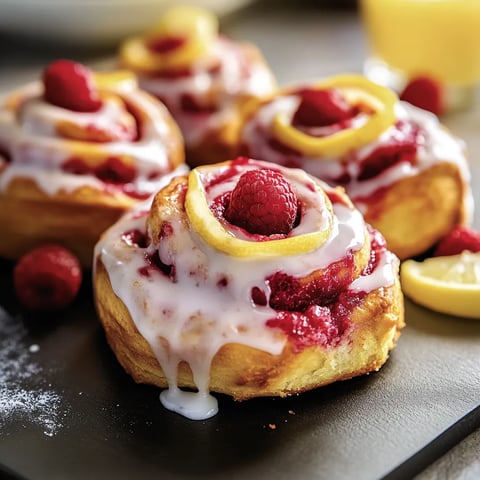 Raspberry Cinnamon Rolls with Lemon Glaze