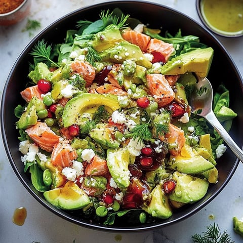 Avocado Smoked Salmon Salad with Dijon Honey Vinaigrette