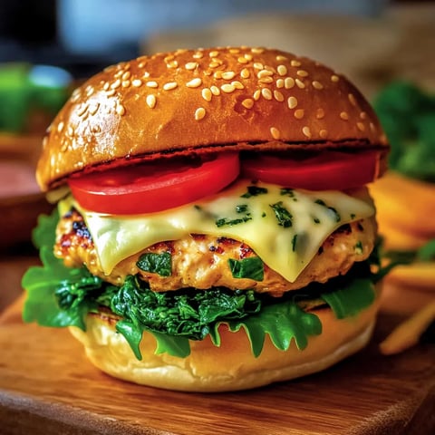 WHITE CHEDDAR AND SPINACH CHICKEN BURGERS